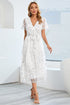 sequin-leaf-embroidery-tie-front-short-sleeve-dress Sophia's Trends - Sophia's Style-Deep Red-M